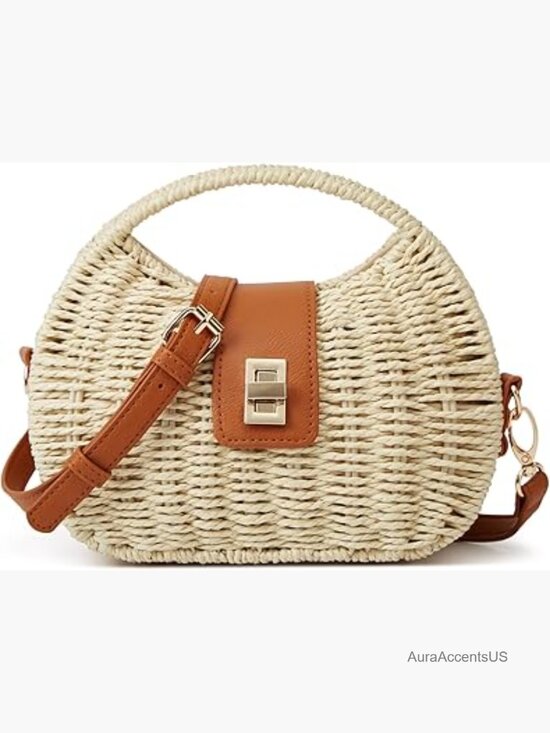 Handbags - Straw Woven Bag Beach Clutch Purse Crossbody Handbag Tote